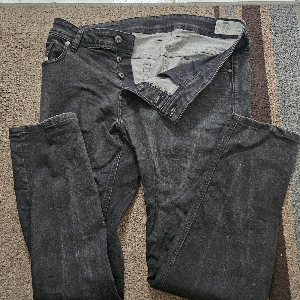 Men DIESEL  TROXER -Slim SKINNY BLACK STRETCH Jeans 36 x 32
